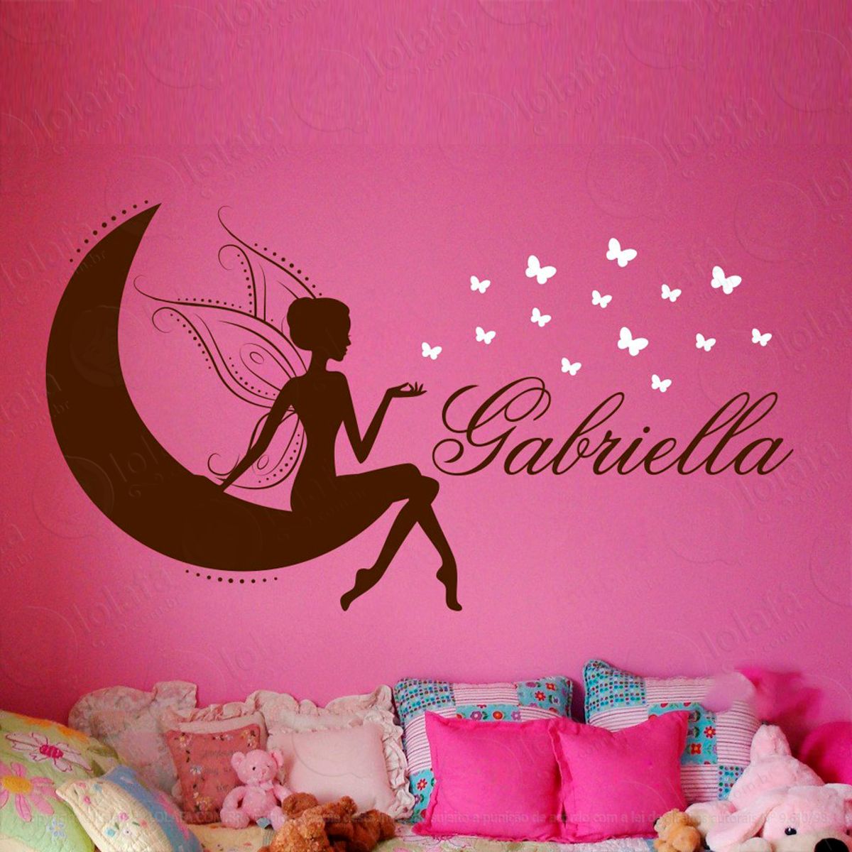 Fadinha na Lua Adesivo de Parede Decorativo para Casa, Sala, Quarto e Vidro Mod:42