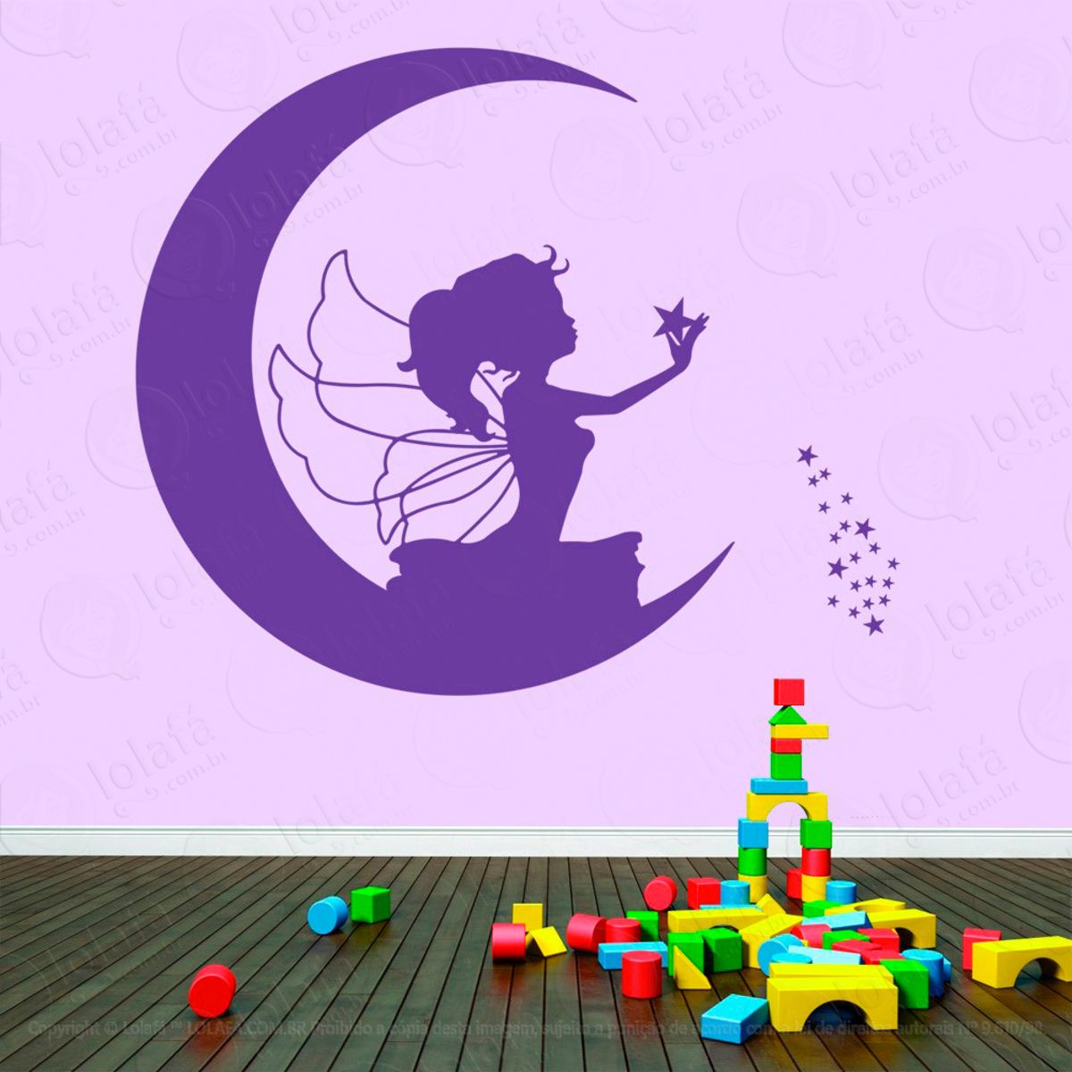 Fadinha na Lua Adesivo de Parede Decorativo para Casa, Sala, Quarto e Vidro Mod:43