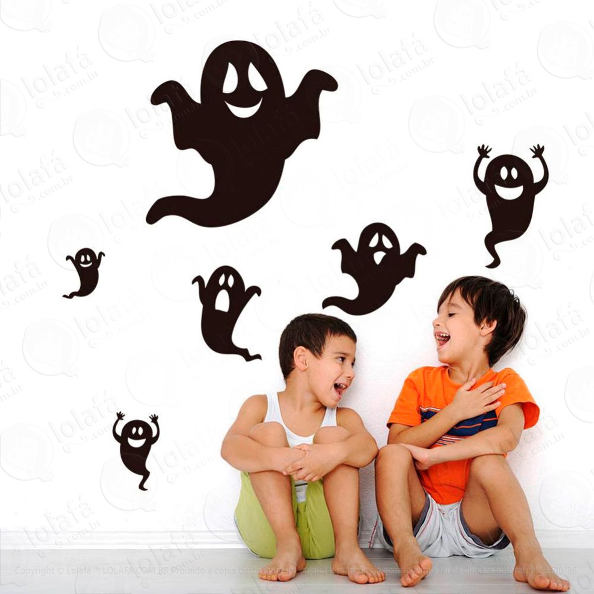 Cartela Fantasminhas Camaradas Adesivo de Parede Decorativo para Casa, Sala, Quarto e Vidro Mod:45
