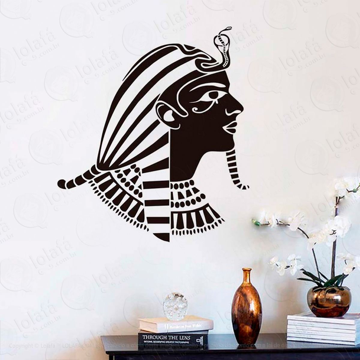 Faraó Egípcio Adesivo de Parede Decorativo para Casa, Sala, Quarto e Vidro Mod:46