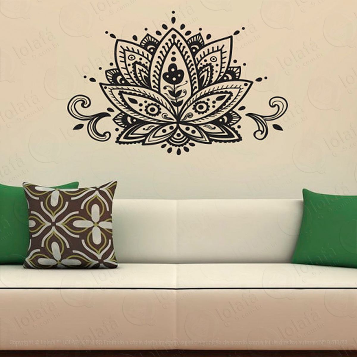 Flor de Lotus 2 Adesivo de Parede Decorativo para Casa, Sala, Quarto e Vidro Mod:50