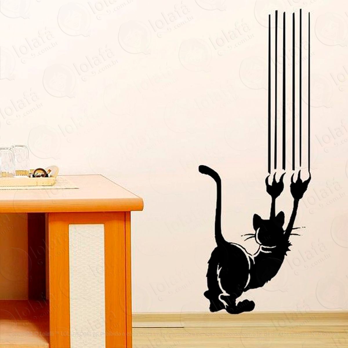 Gato Travesso Adesivo de Parede Decorativo para Casa, Sala, Quarto e Vidro Mod:56