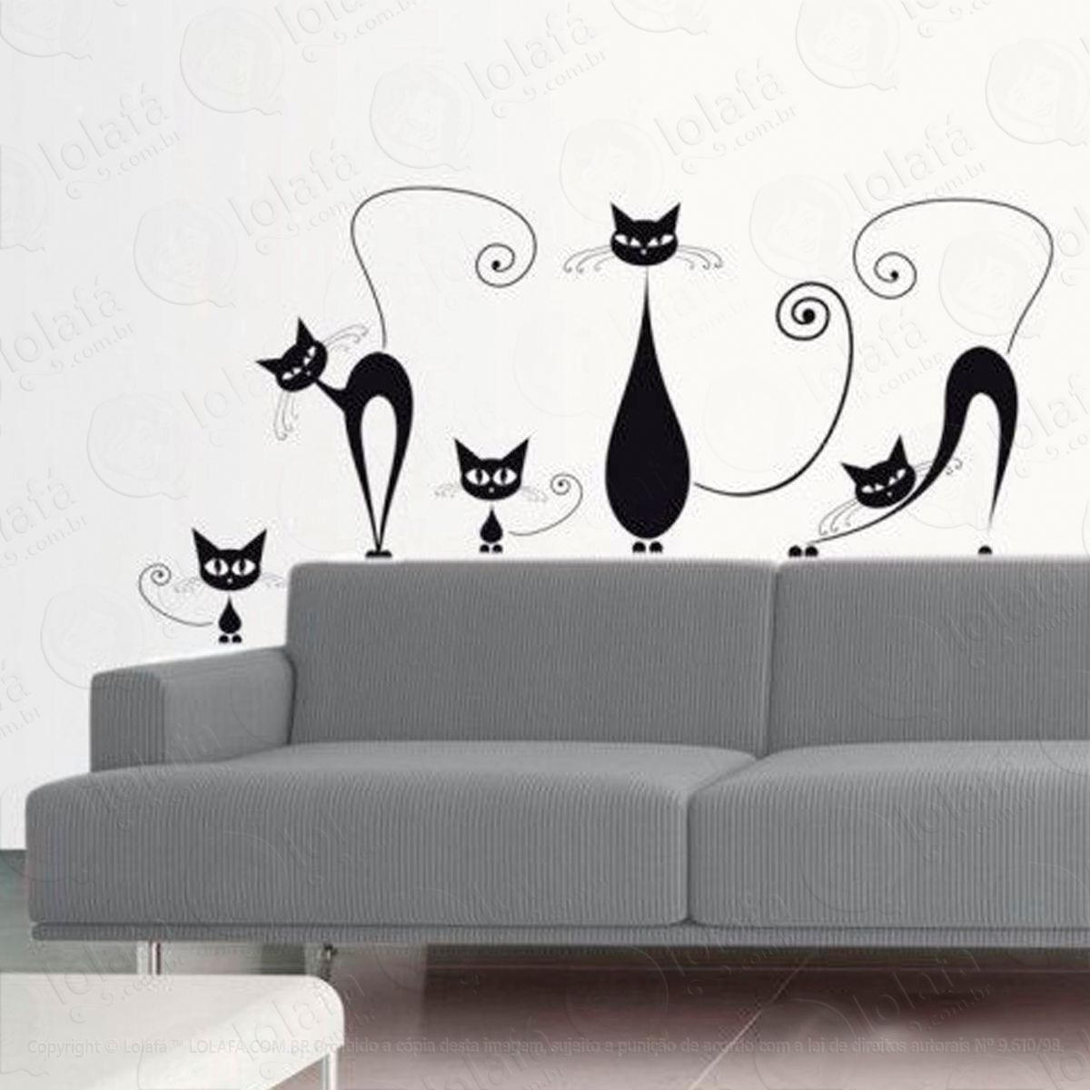 Gatos Curiosos Adesivo de Parede Decorativo para Casa, Sala, Quarto e Vidro Mod:57