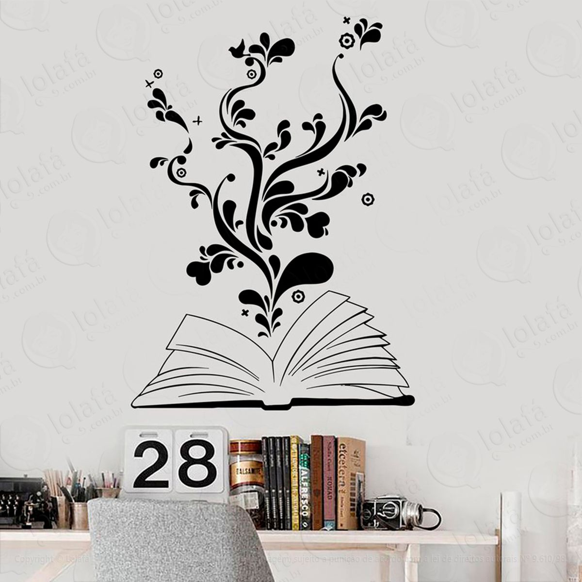 Livro Magico Adesivo de Parede Decorativo para Casa, Sala, Quarto e Vidro Mod:61