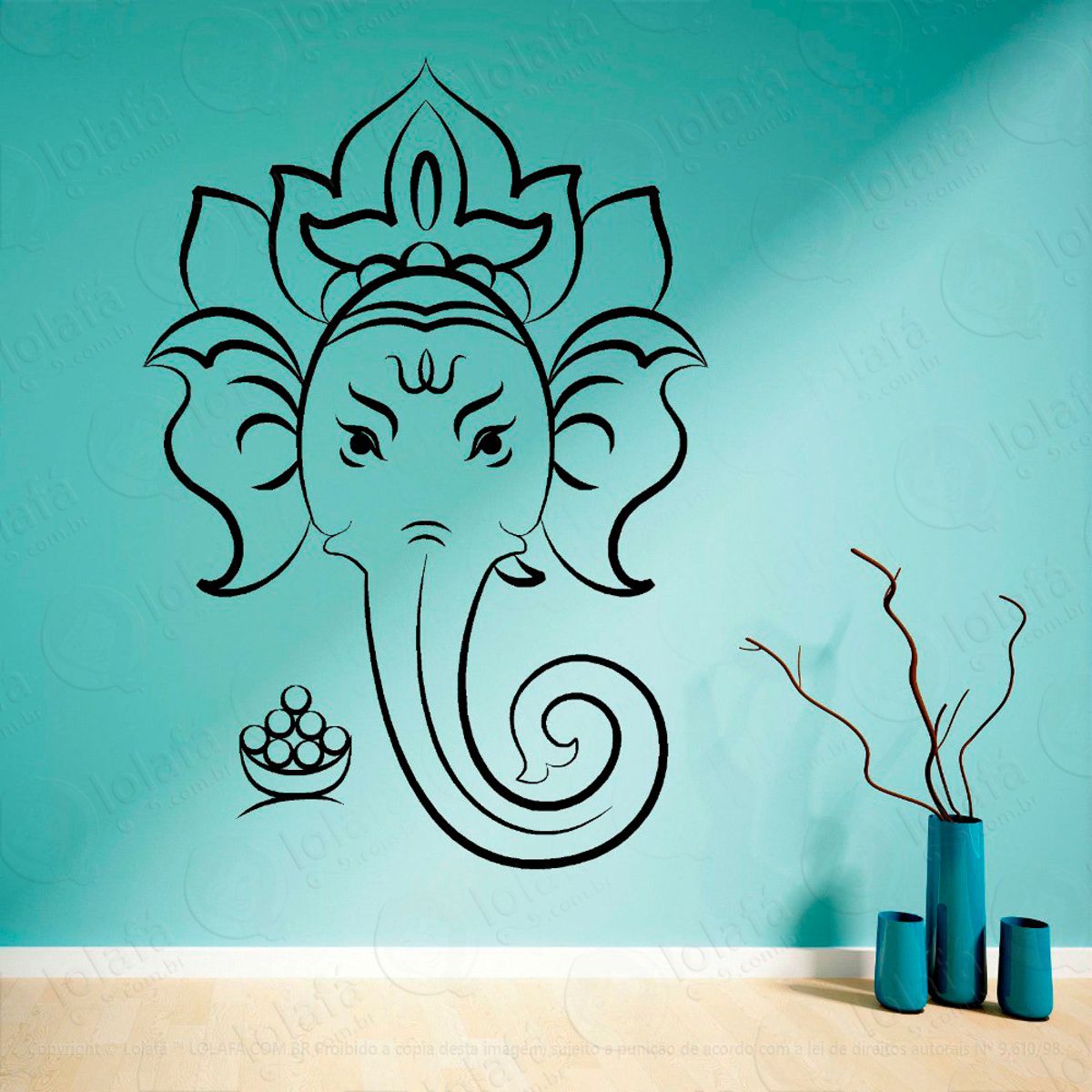 Lord Ganesha Adesivo de Parede Decorativo para Casa, Sala, Quarto e Vidro Mod:62
