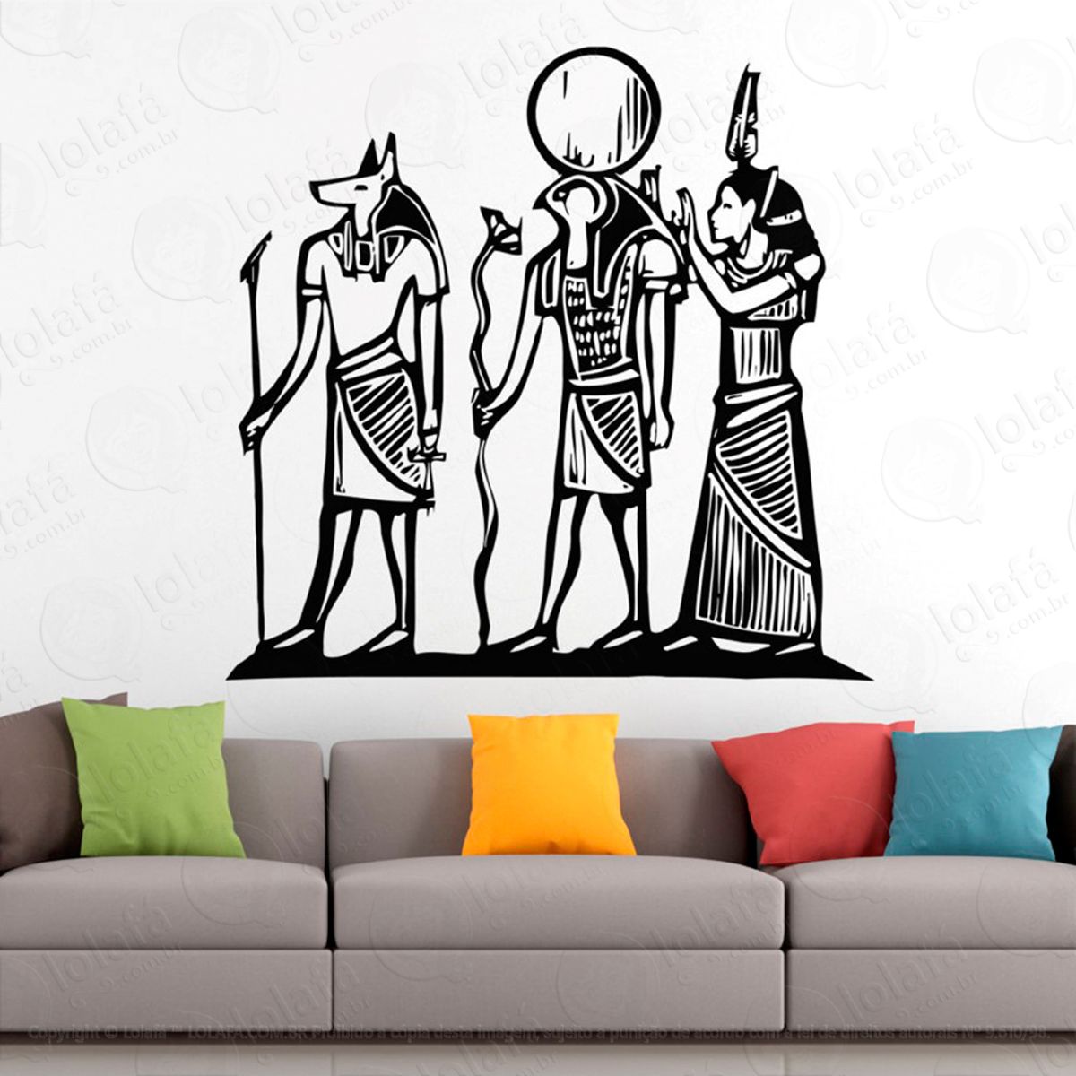 Trio Egípcio Deuses Adesivo de Parede Decorativo para Casa, Sala, Quarto e Vidro Mod:75