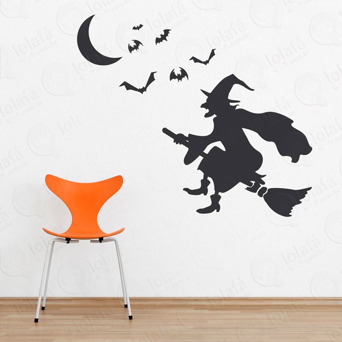 Vassoura da Bruxa Adesivo de Parede Decorativo para Casa, Sala, Quarto e Vidro Mod:79
