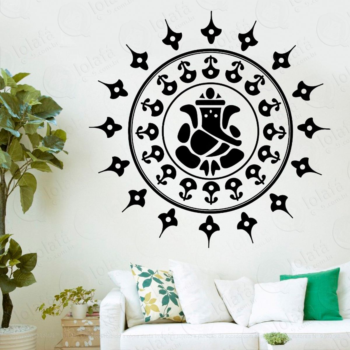 Ganesha Mandala Adesivo de Parede Decorativo para Casa, Sala, Quarto e Vidro Mod:82