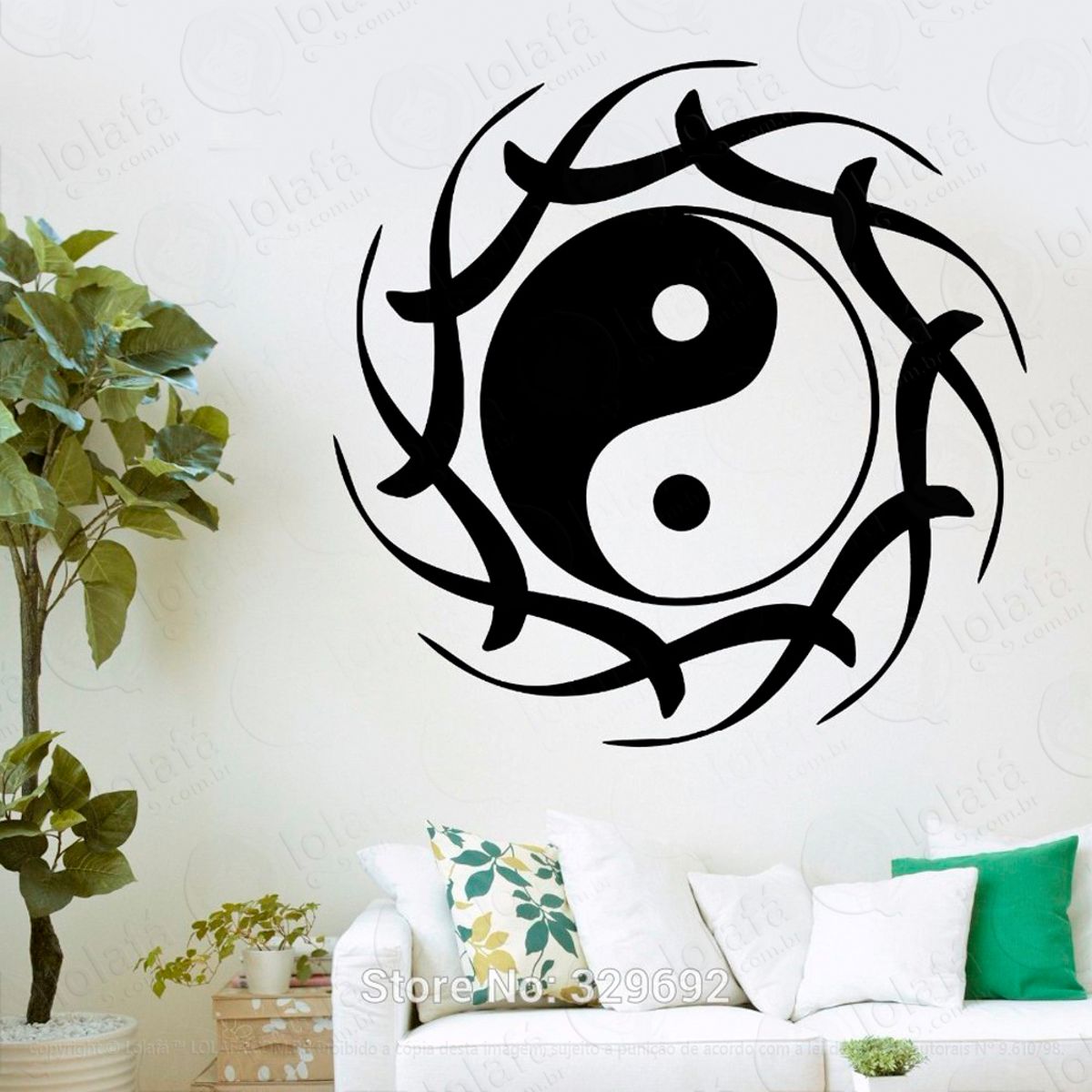 Yin-Yang Tribal Adesivo de Parede Decorativo para Casa, Sala, Quarto e Vidro Mod:102