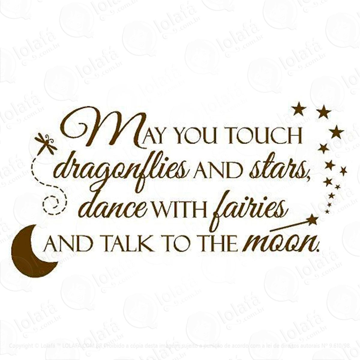 Frase Dance com as Fadas Frases Adesivo de Parede Decorativo para Casa, Sala, Quarto e Vidro Mod:107