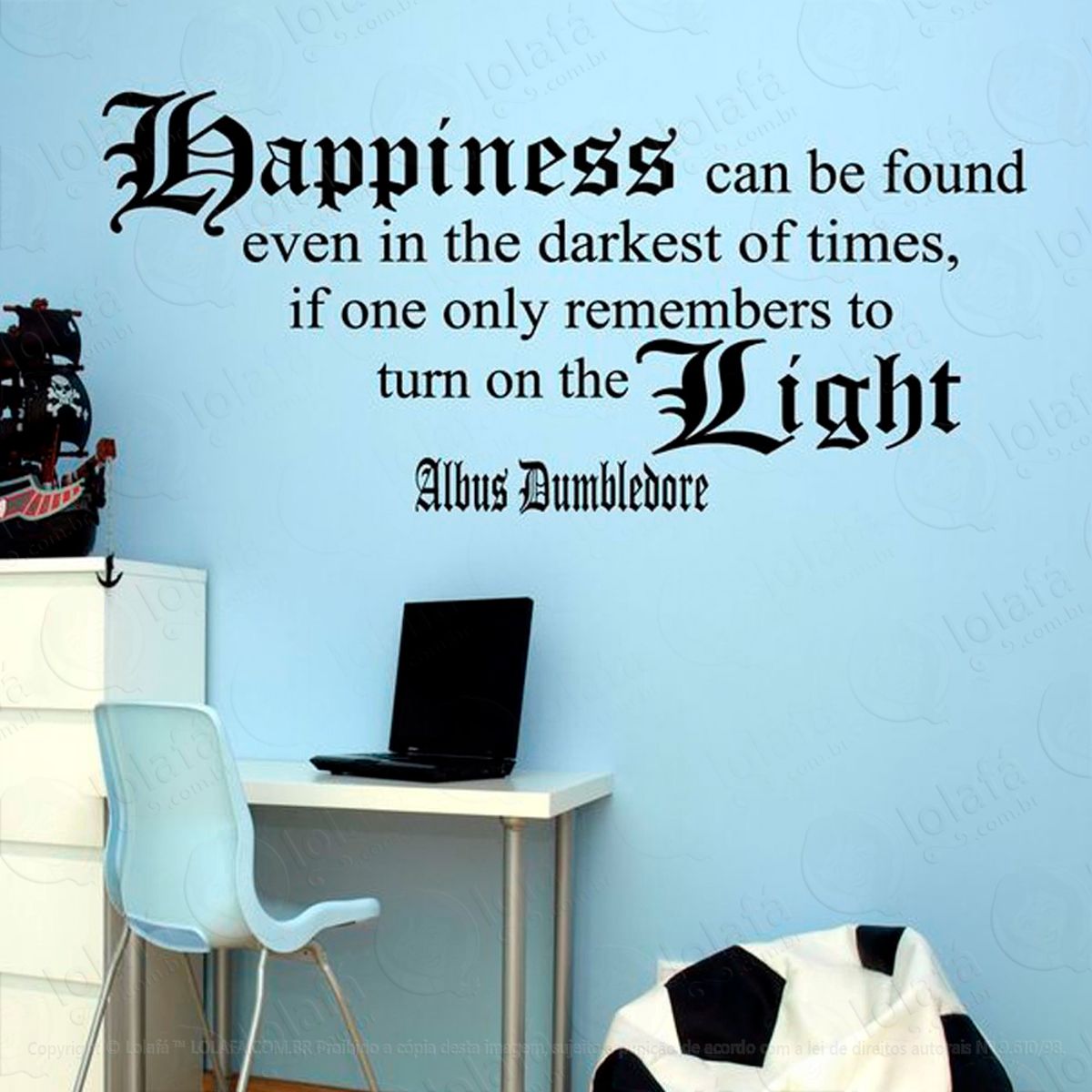 Frase Dumbledore Frases Adesivo de Parede Decorativo para Casa, Sala, Quarto e Vidro Mod:108
