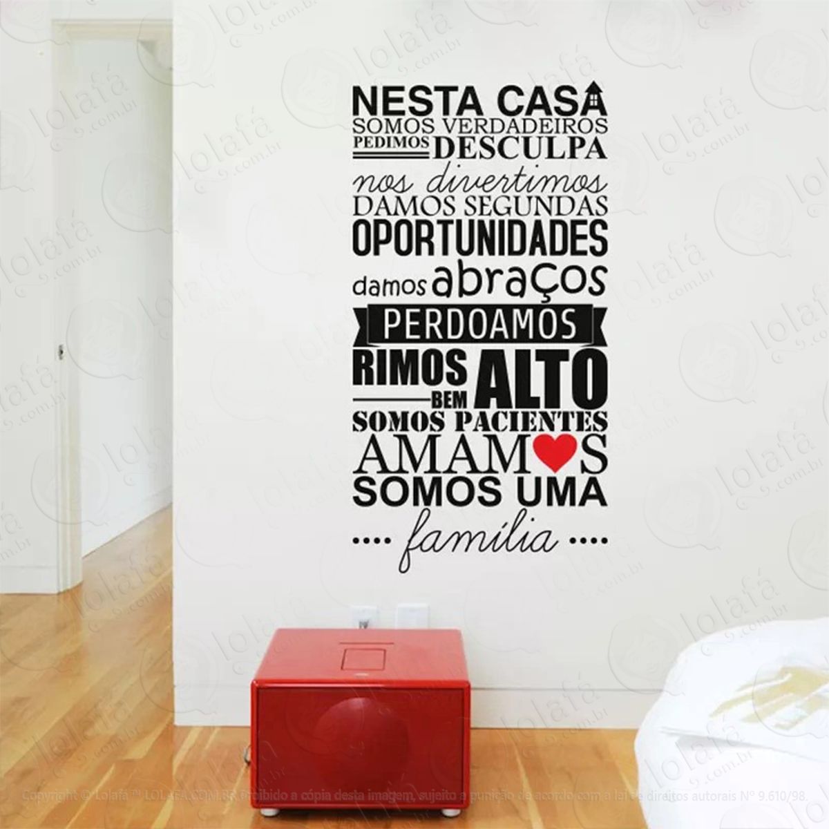Família Adesivo de Parede Frase Personalizada para Sala, Quarto, Porta e Vidro Mod:4