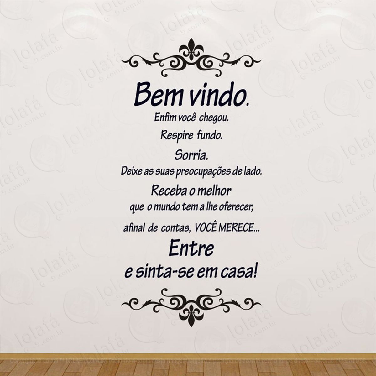 Bem Vindo Adesivo de Parede Frase Personalizada para Sala, Quarto, Porta e Vidro Mod:9