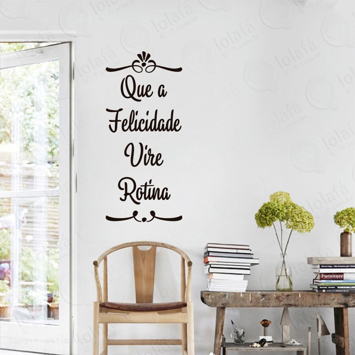Que A Felicidade Adesivo de Parede Frase Personalizada para Sala, Quarto, Porta e Vidro Mod:10