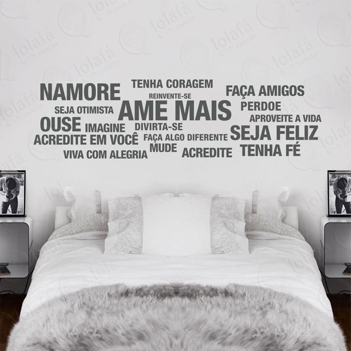 Ame Mais Adesivo de Parede Frase Personalizada para Sala, Quarto, Porta e Vidro Mod:11