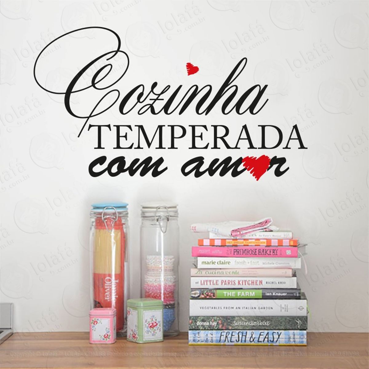 Temperada Com Amor Adesivo de Parede Frase Personalizada para Sala, Quarto, Porta e Vidro Mod:37