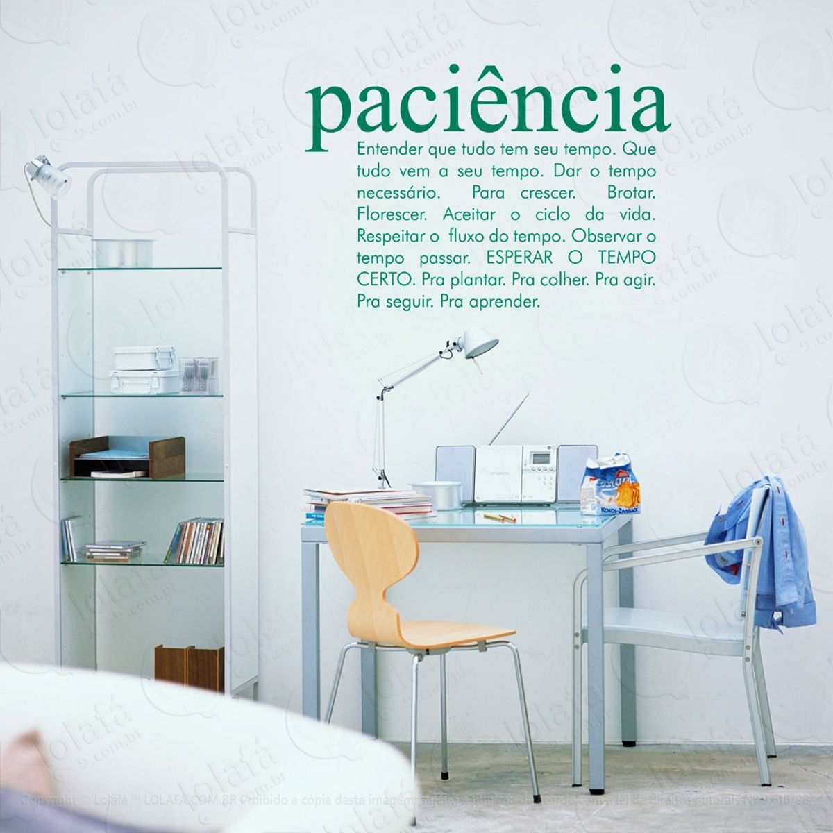 Paciência Adesivo de Parede Frase Personalizada para Sala, Quarto, Porta e Vidro Mod:38