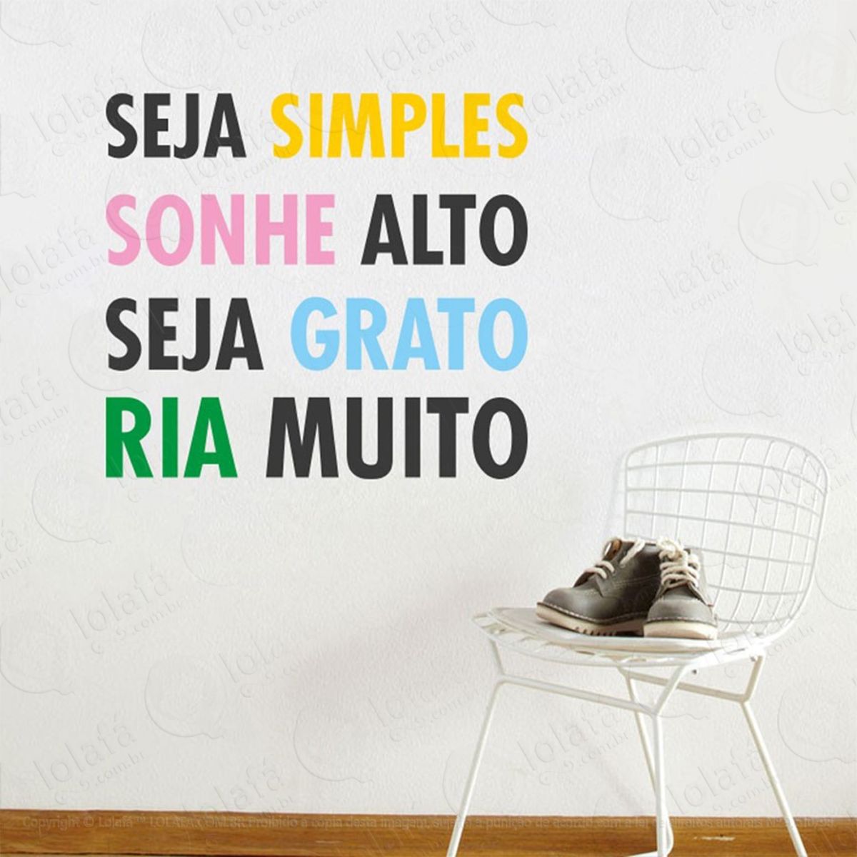 Seja Simples Adesivo de Parede Frase Personalizada para Sala, Quarto, Porta e Vidro Mod:40