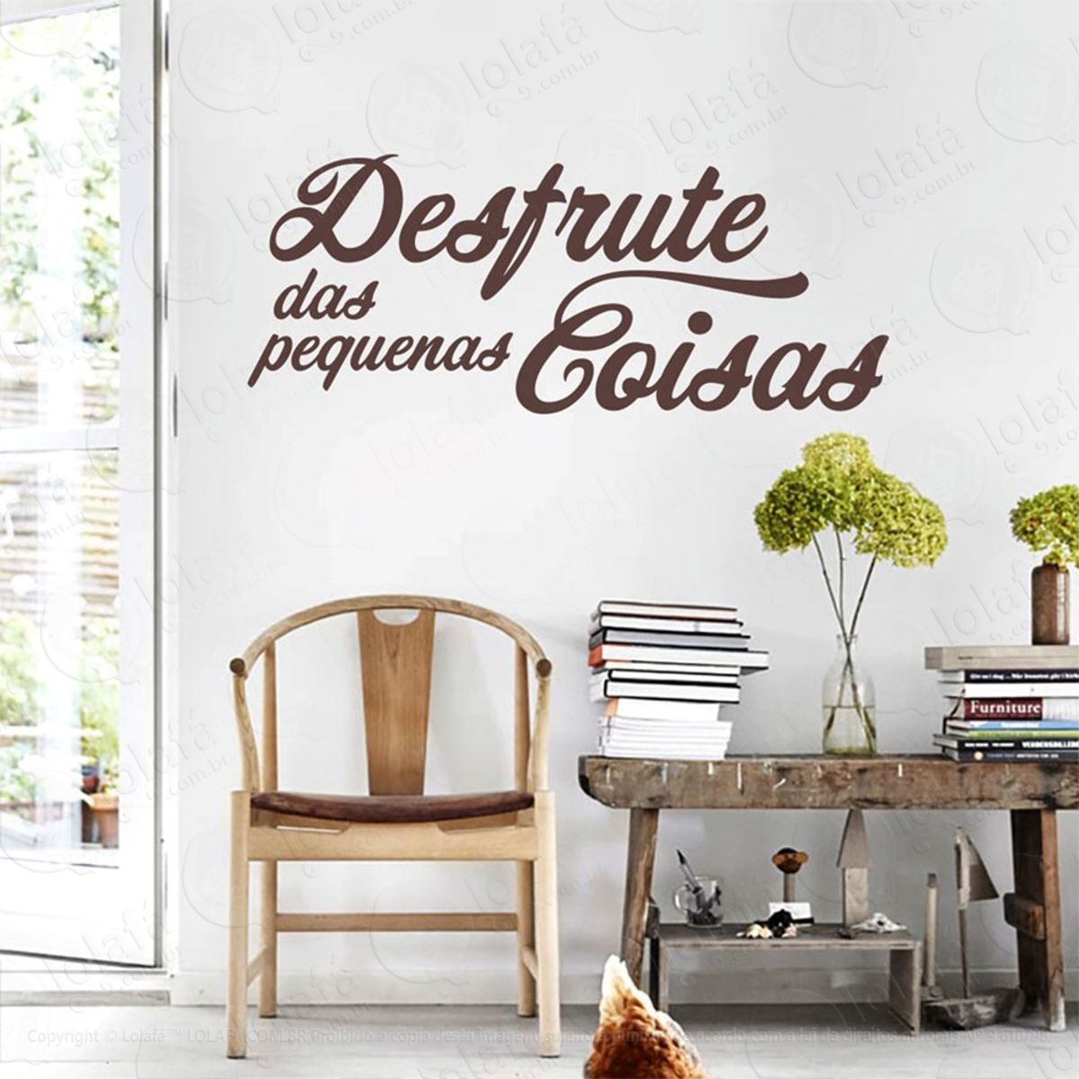 Desfrute Das Pequenas Adesivo de Parede Frase Personalizada para Sala, Quarto, Porta e Vidro Mod:41
