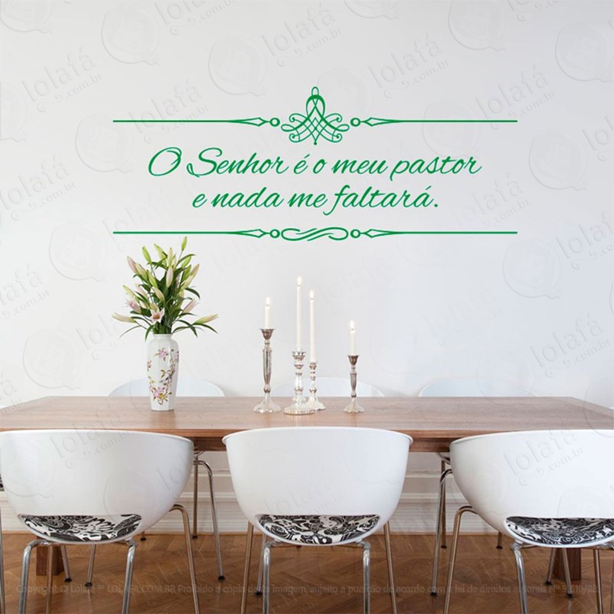 Salmo 23:1 Adesivo de Parede Frase Personalizada para Sala, Quarto, Porta e Vidro Mod:43