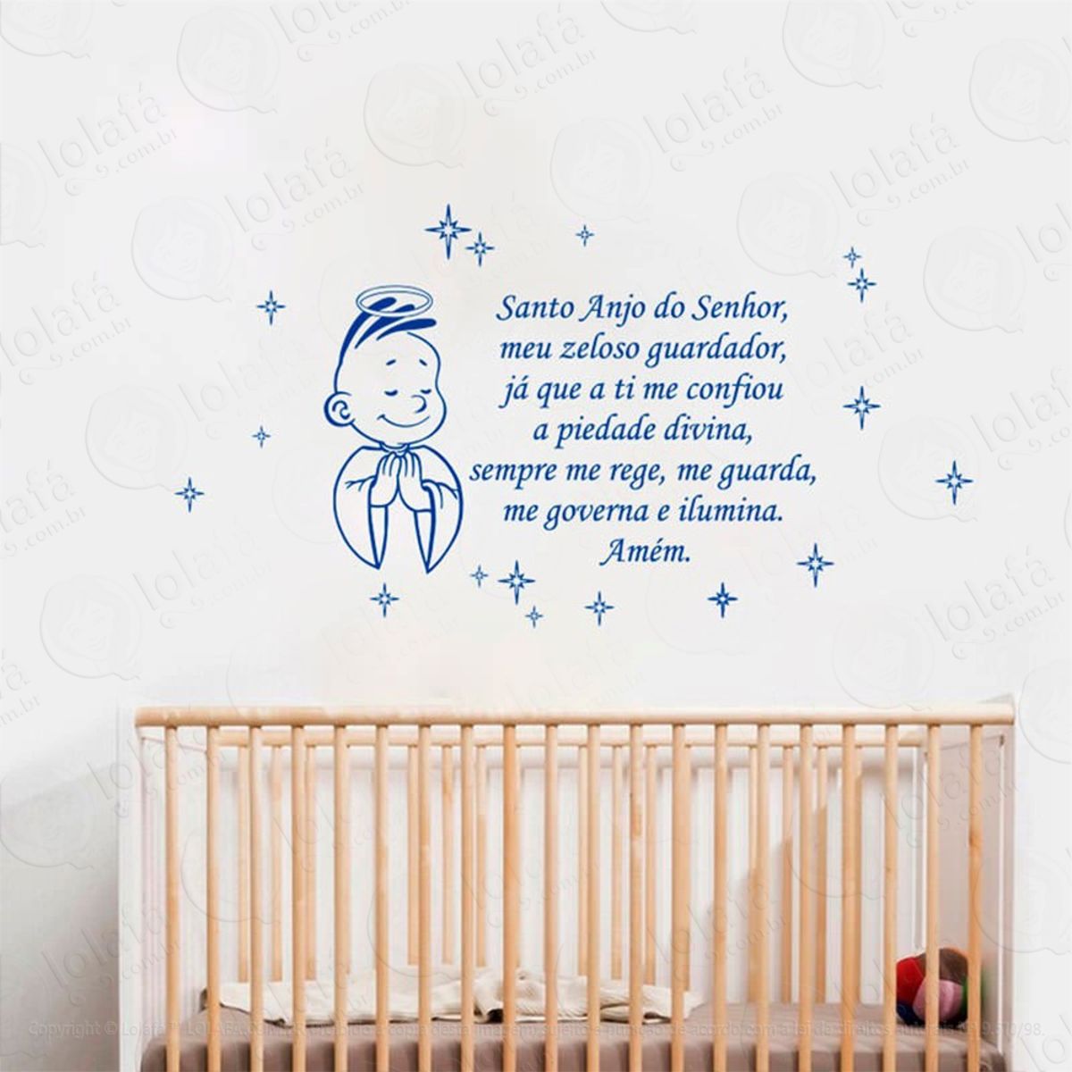 Santo Anjo Adesivo de Parede Frase Personalizada para Sala, Quarto, Porta e Vidro Mod:50