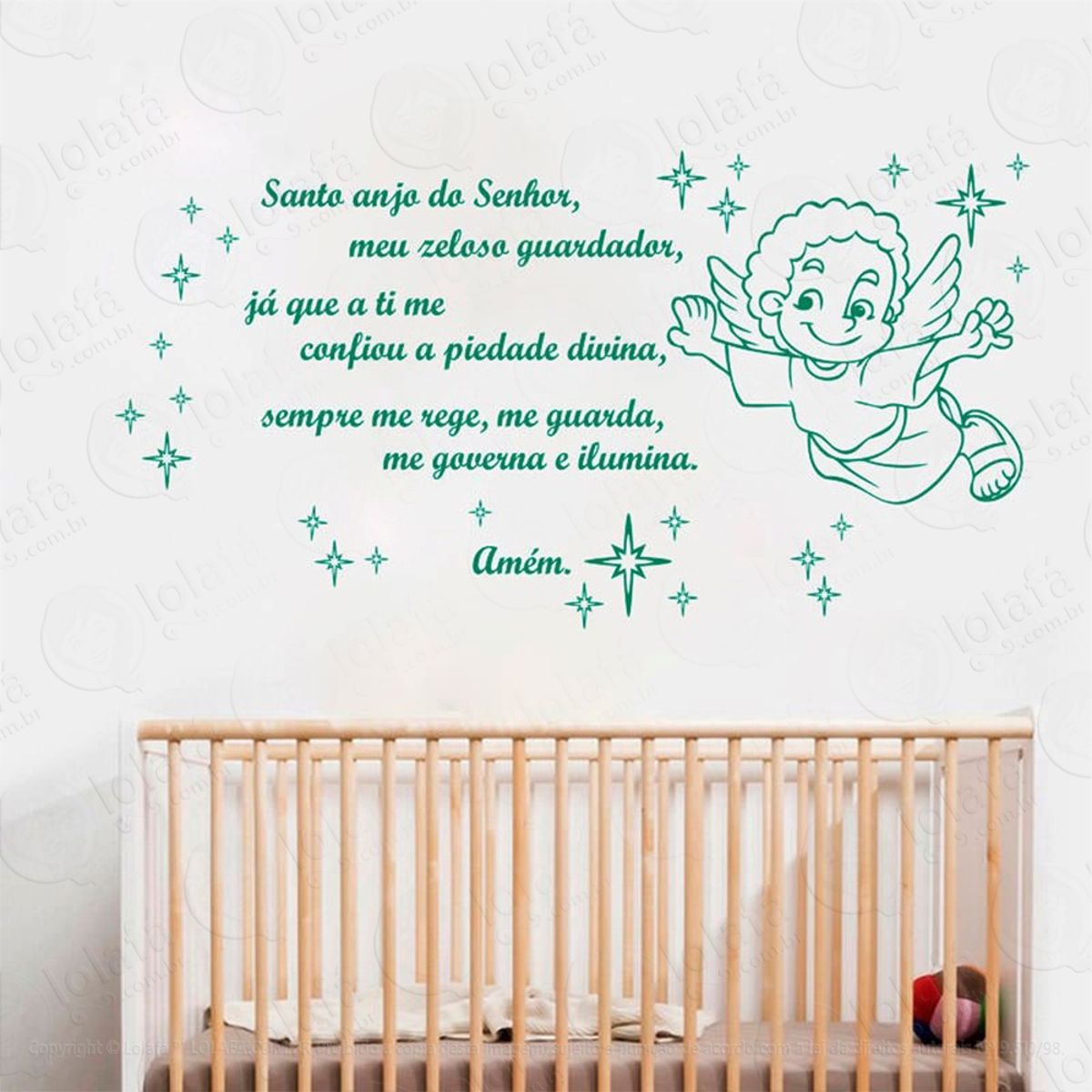 Santo Anjo Adesivo de Parede Frase Personalizada para Sala, Quarto, Porta e Vidro Mod:52