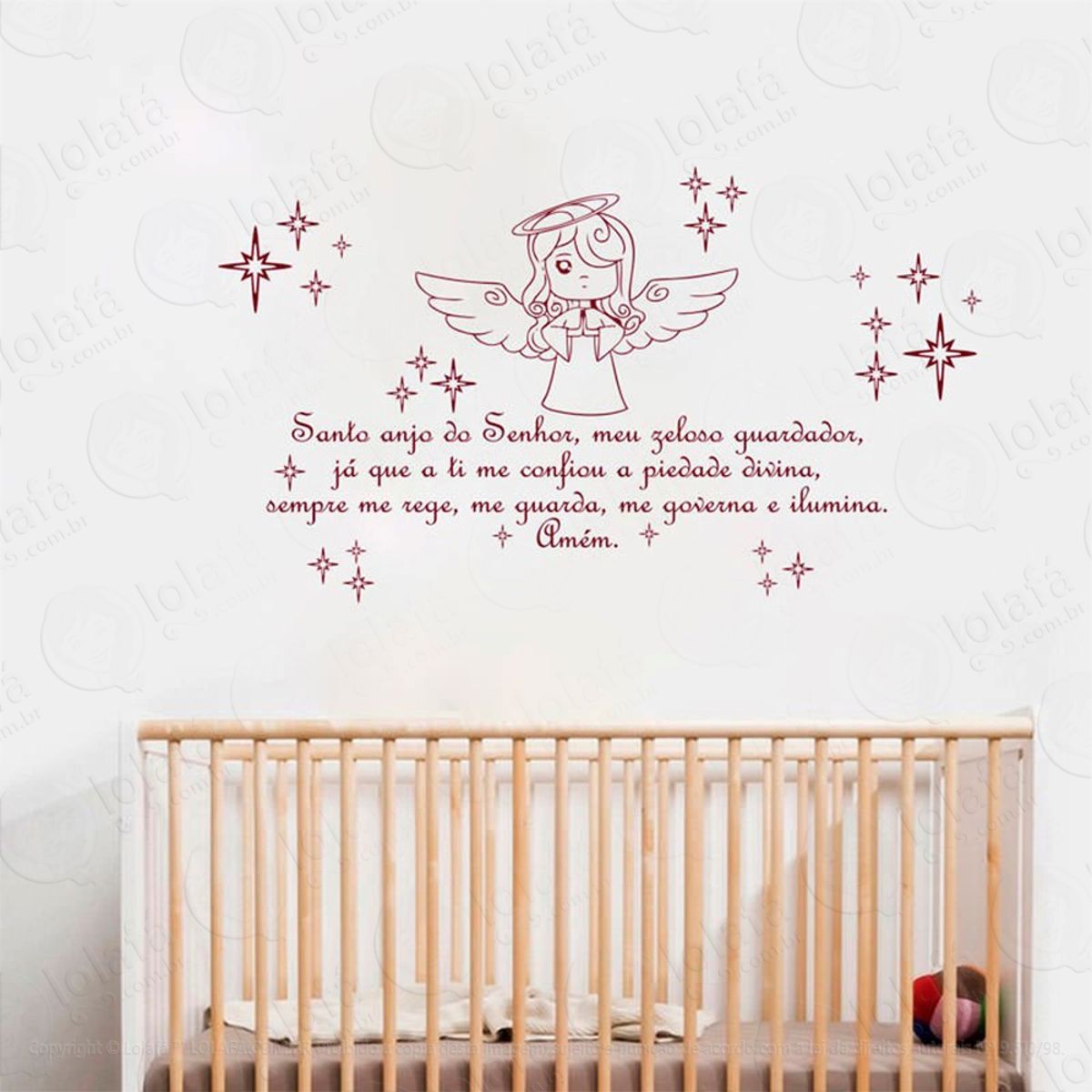 Santo Anjo Adesivo de Parede Frase Personalizada para Sala, Quarto, Porta e Vidro Mod:53