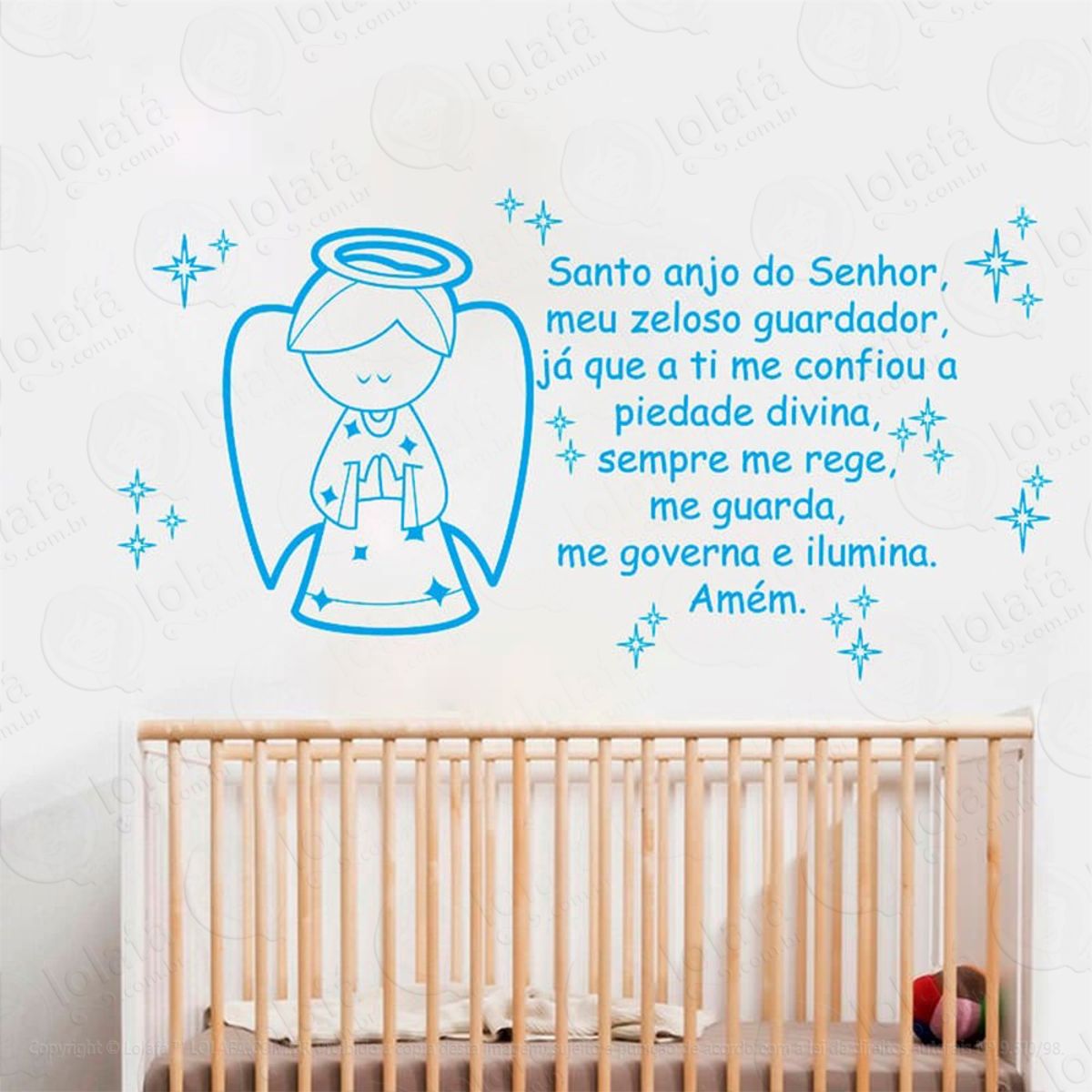 Santo Anjo Adesivo de Parede Frase Personalizada para Sala, Quarto, Porta e Vidro Mod:55
