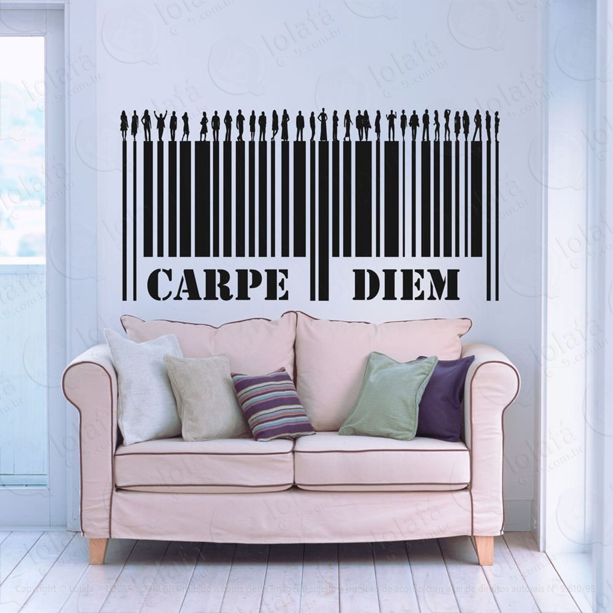 Carpe Diem Adesivo de Parede Frase Personalizada para Sala, Quarto, Porta e Vidro Mod:57