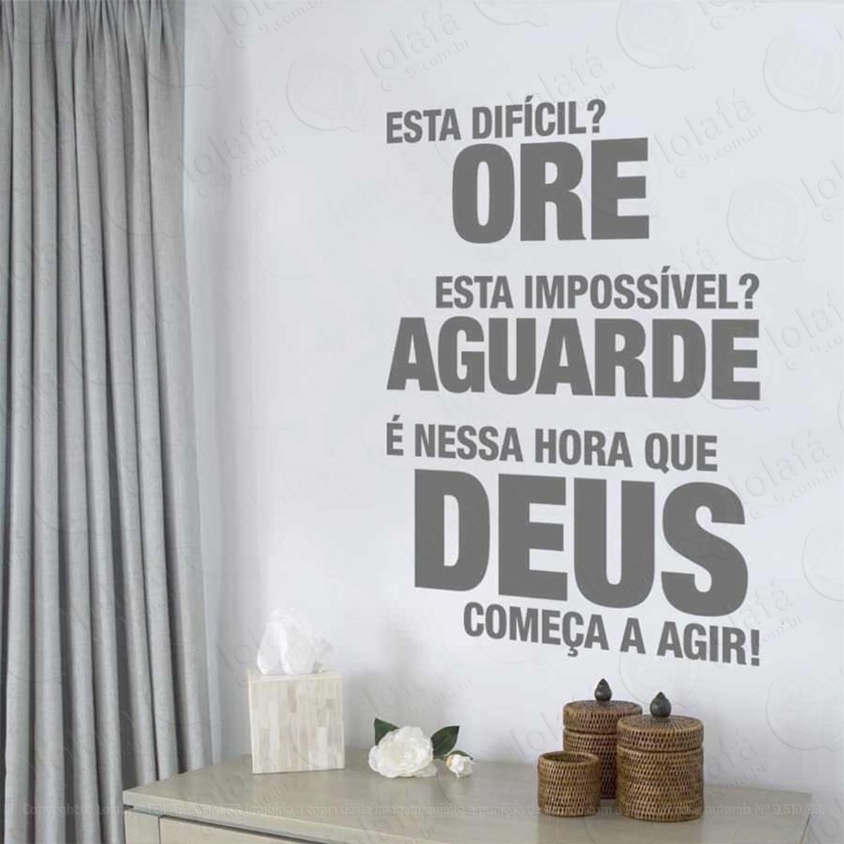 Esta Difícil? Ore! Adesivo de Parede Frase Personalizada para Sala, Quarto, Porta e Vidro Mod:65