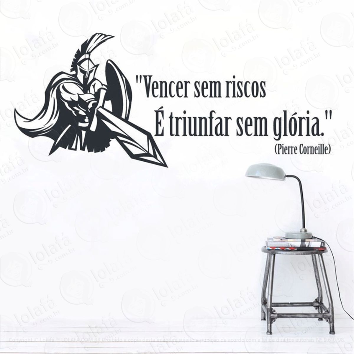 Vencer Sem Riscos Adesivo de Parede Frase Personalizada para Sala, Quarto, Porta e Vidro Mod:69