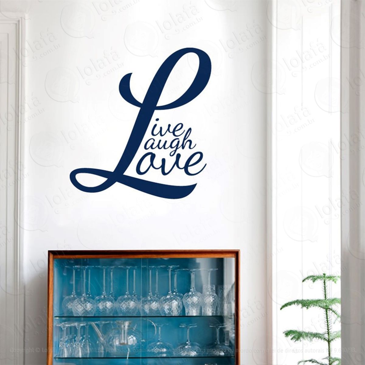 Live, Laugh, Love Adesivo de Parede Frase Personalizada para Sala, Quarto, Porta e Vidro Mod:70