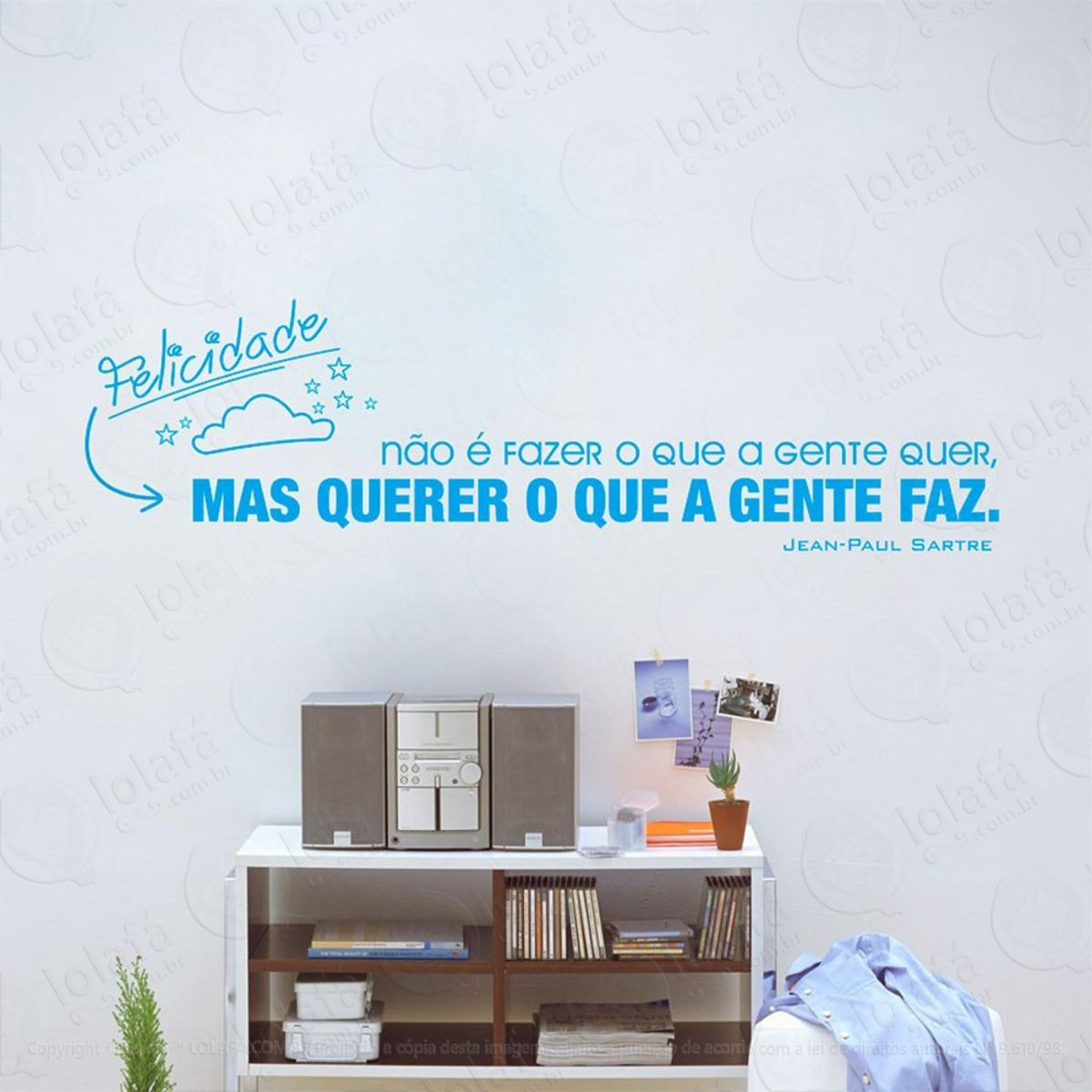 Felicidade Adesivo de Parede Frase Personalizada para Sala, Quarto, Porta e Vidro Mod:75