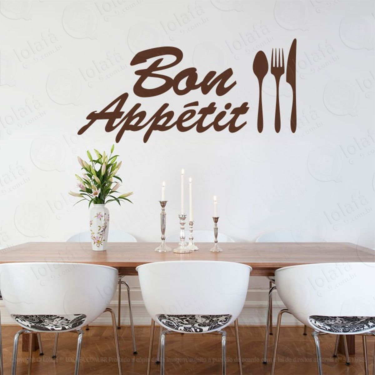 Bon Appétit Adesivo de Parede Frase Personalizada para Sala, Quarto, Porta e Vidro Mod:77