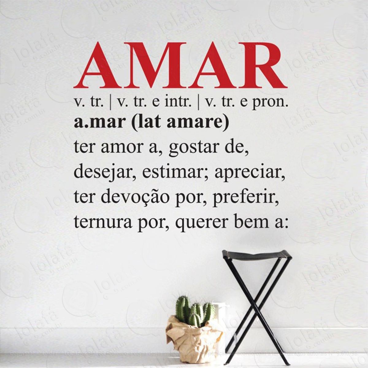 Amar Adesivo de Parede Frase Personalizada para Sala, Quarto, Porta e Vidro Mod:82