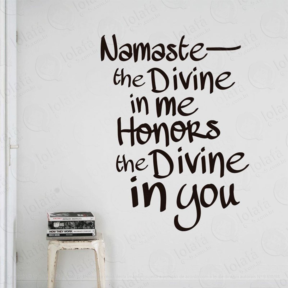 Namaste Adesivo de Parede Frase Personalizada para Sala, Quarto, Porta e Vidro Mod:85