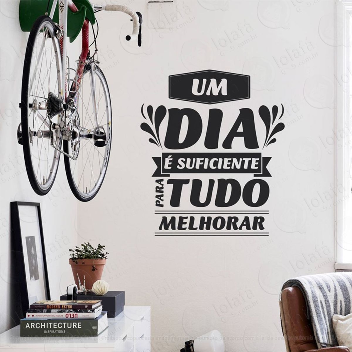 Um Dia É Suficiente Adesivo de Parede Frase Personalizada para Sala, Quarto, Porta e Vidro Mod:89