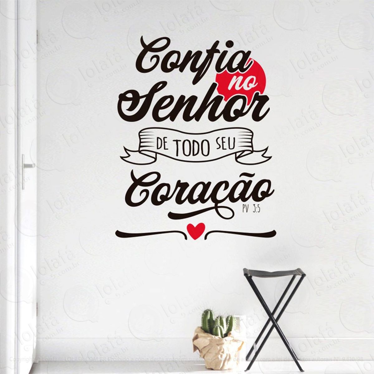 Confia No Senhor Adesivo de Parede Frase Personalizada para Sala, Quarto, Porta e Vidro Mod:90