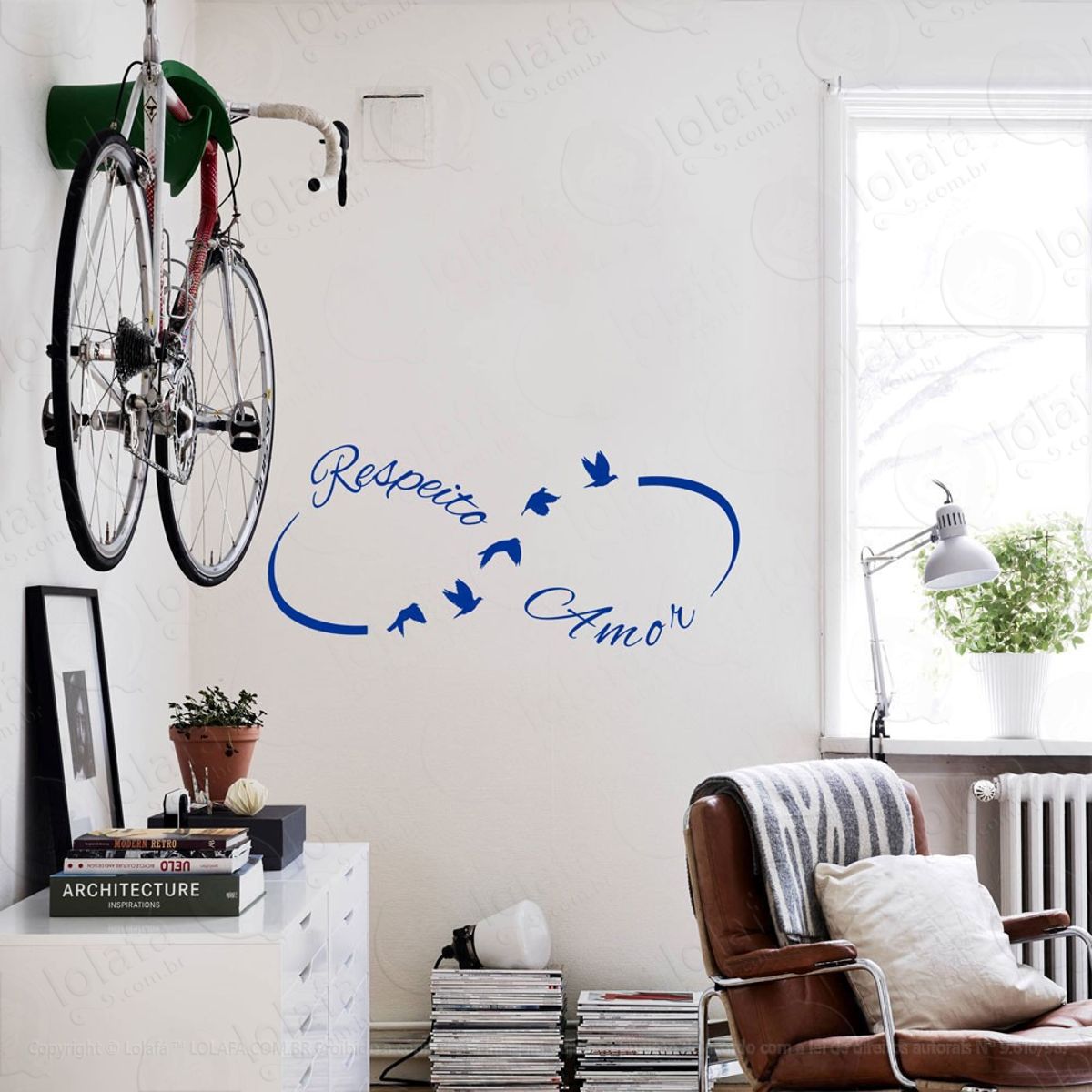 Respeito E Amor Infinito Adesivo de Parede Frase Personalizada para Sala, Quarto, Porta e Vidro Mod:93