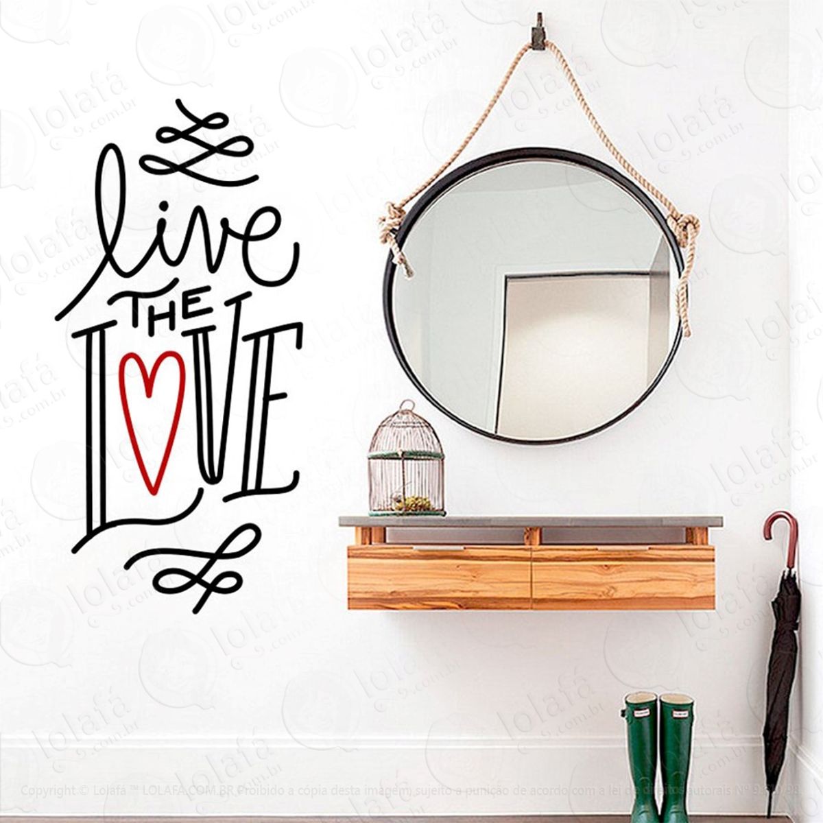 Live The Love Adesivo de Parede Frase Personalizada para Sala, Quarto, Porta e Vidro Mod:98