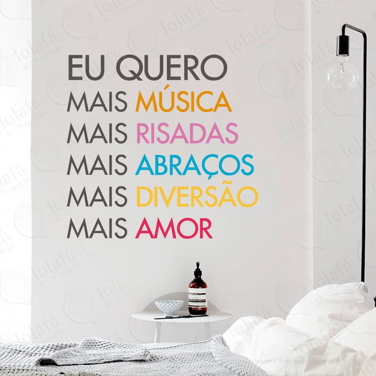 Eu Quero Mais Adesivo de Parede Frase Personalizada para Sala, Quarto, Porta e Vidro Mod:100