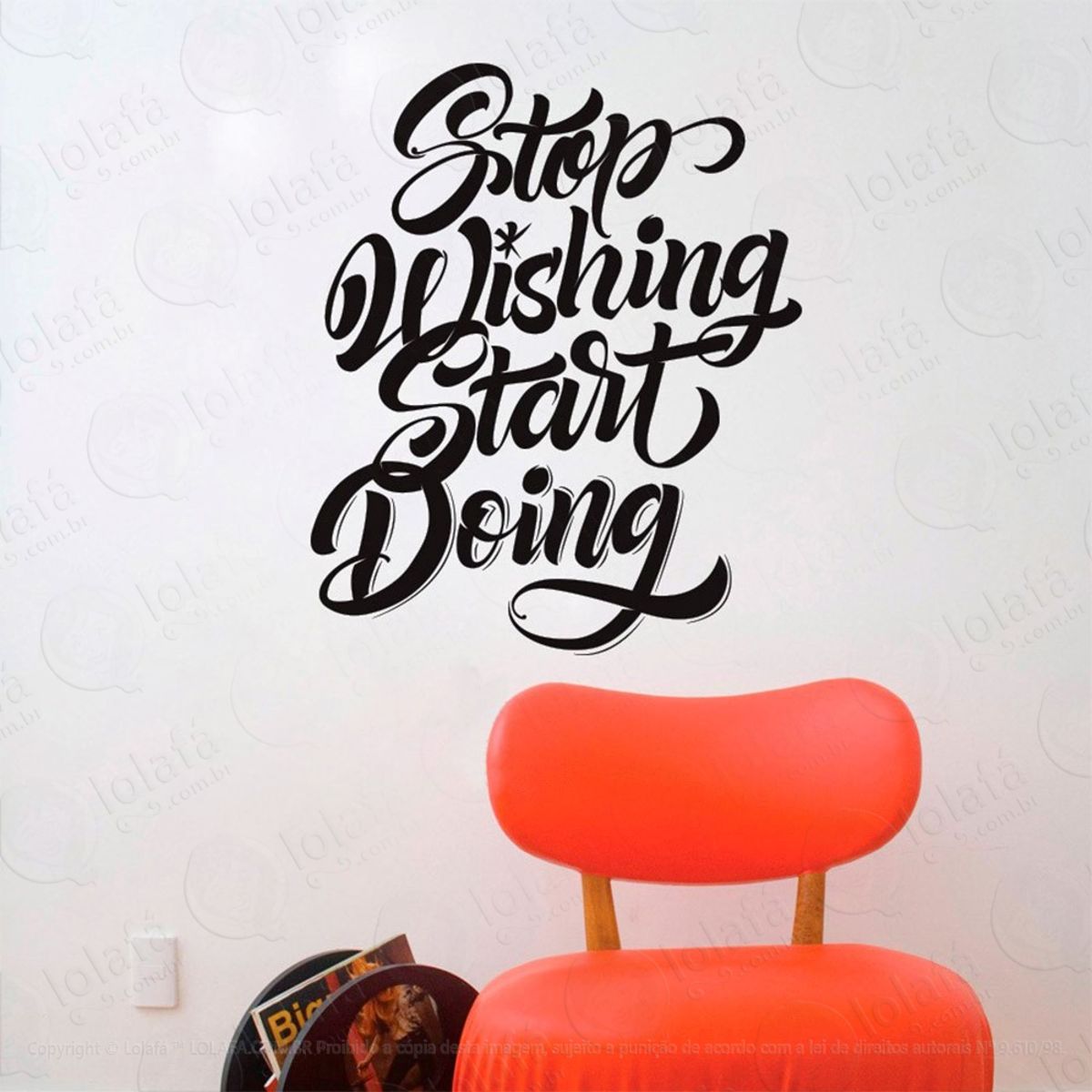 Stop Wishing Start Doing Adesivo de Parede Frase Personalizada para Sala, Quarto, Porta e Vidro Mod:104