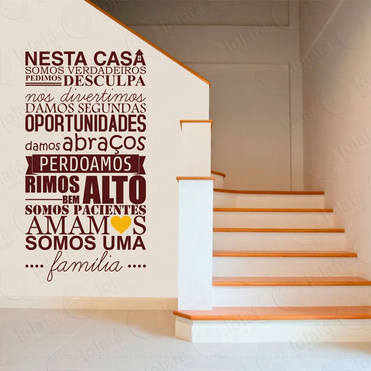 Família Adesivo de Parede Frase Personalizada para Sala, Quarto, Porta e Vidro Mod:112