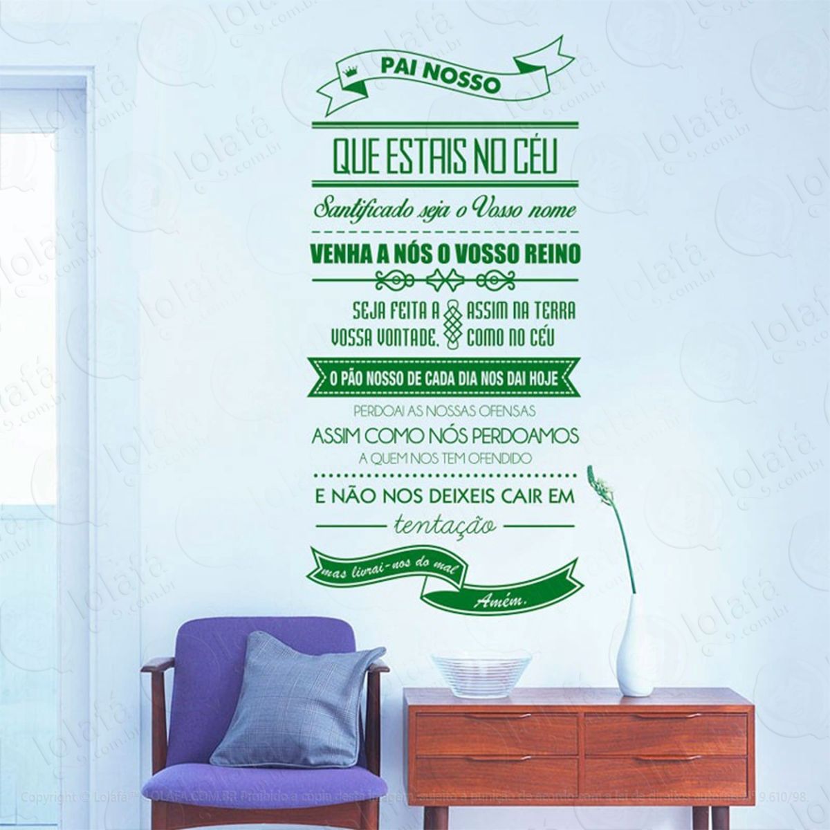Pai Nosso Adesivo de Parede Frase Personalizada para Sala, Quarto, Porta e Vidro Mod:114