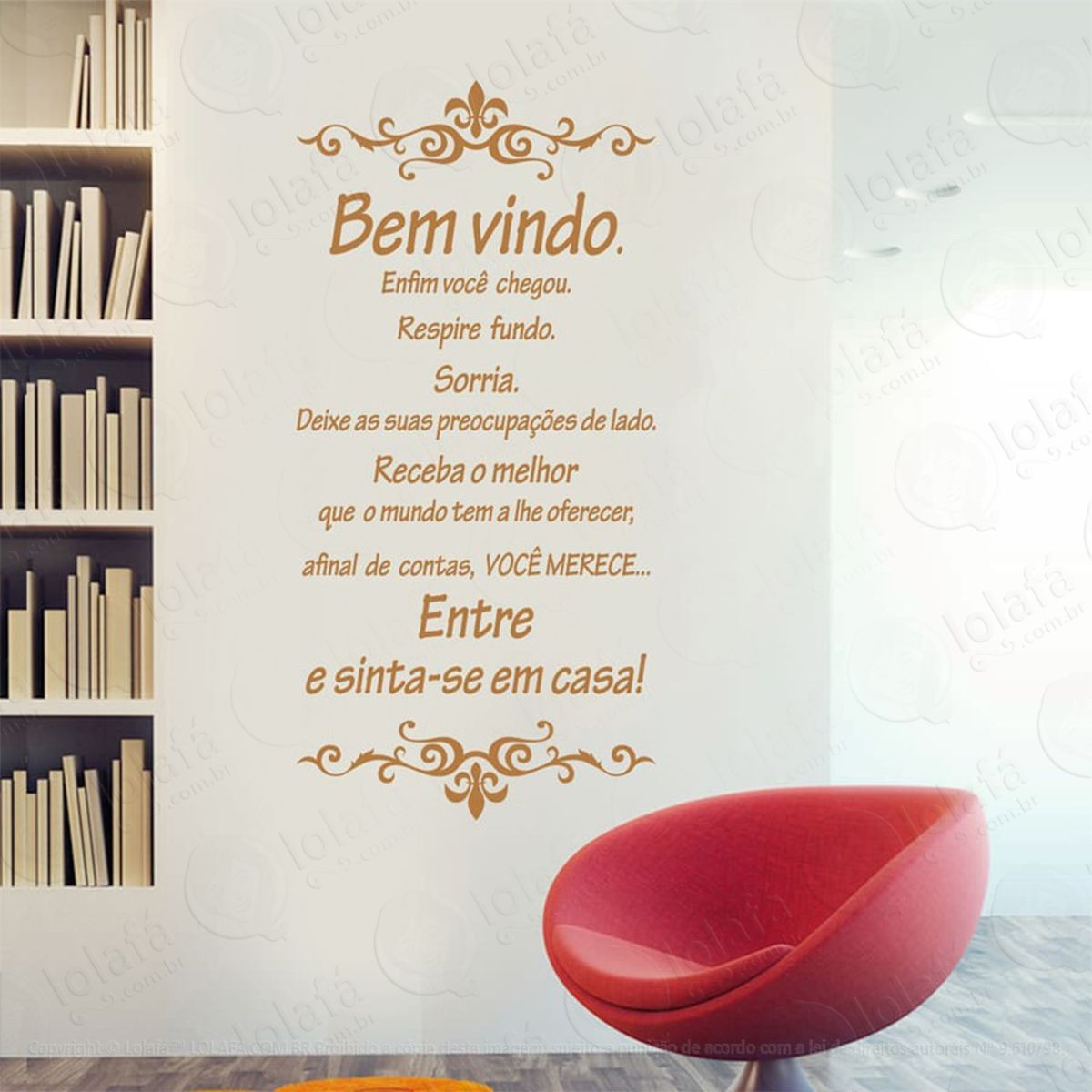 Bem Vindo Adesivo de Parede Frase Personalizada para Sala, Quarto, Porta e Vidro Mod:117