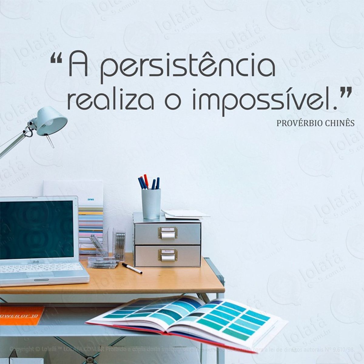 A Persistência Adesivo de Parede Frase Personalizada para Sala, Quarto, Porta e Vidro Mod:120