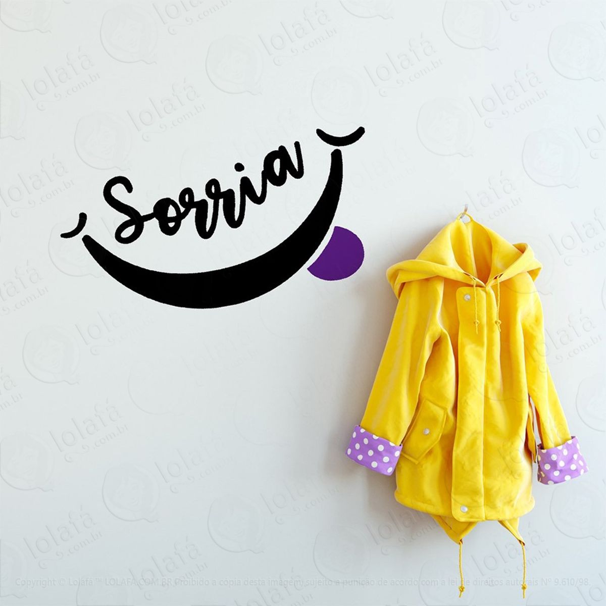 Sempre Sorria Adesivo de Parede Frase Personalizada para Sala, Quarto, Porta e Vidro Mod:121