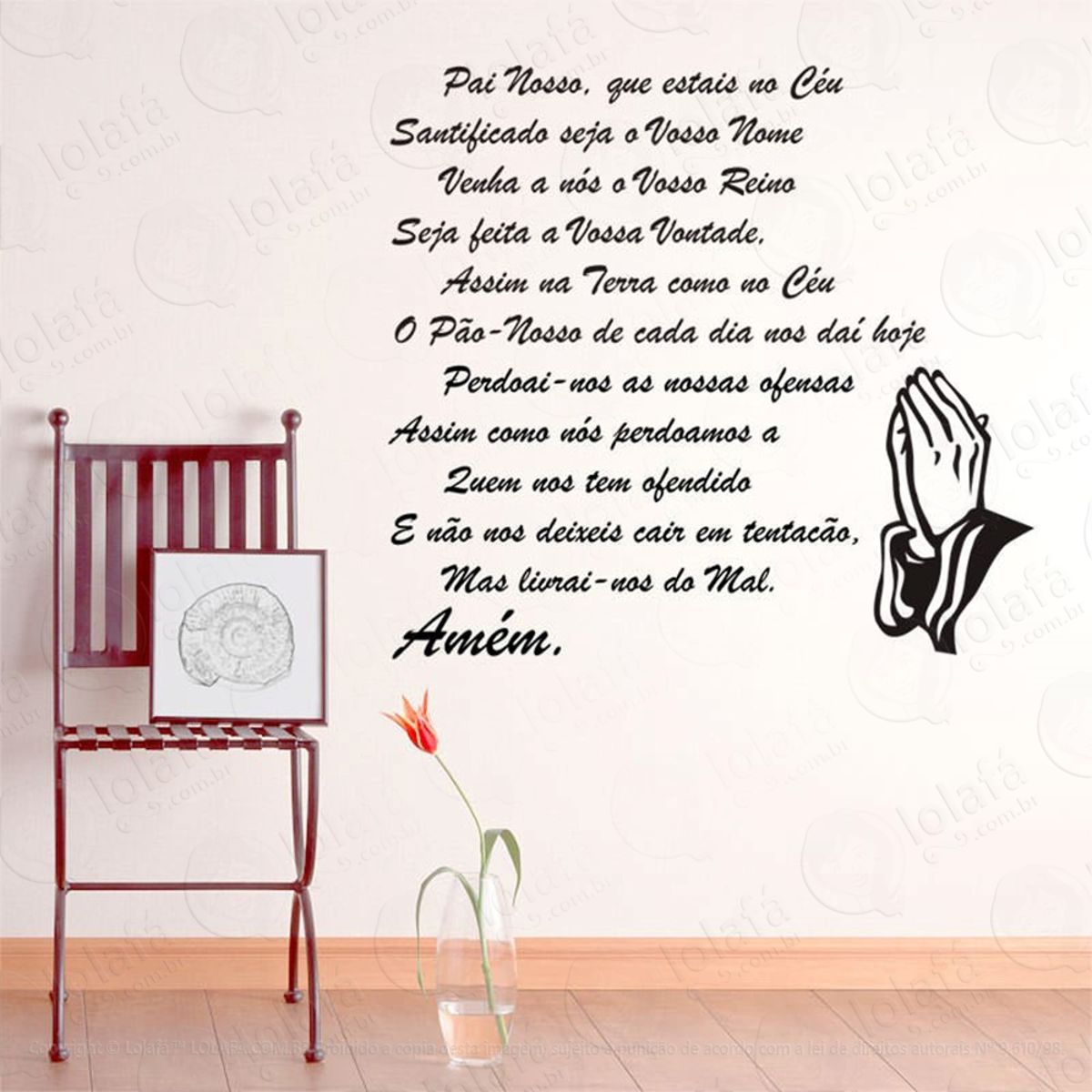 Oração Do Pai Nosso Adesivo de Parede Frase Personalizada para Sala, Quarto, Porta e Vidro Mod:122