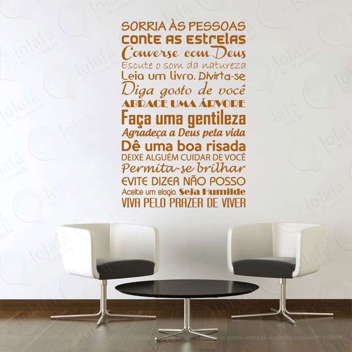 Prazer De Viver Adesivo de Parede Frase Personalizada para Sala, Quarto, Porta e Vidro Mod:123