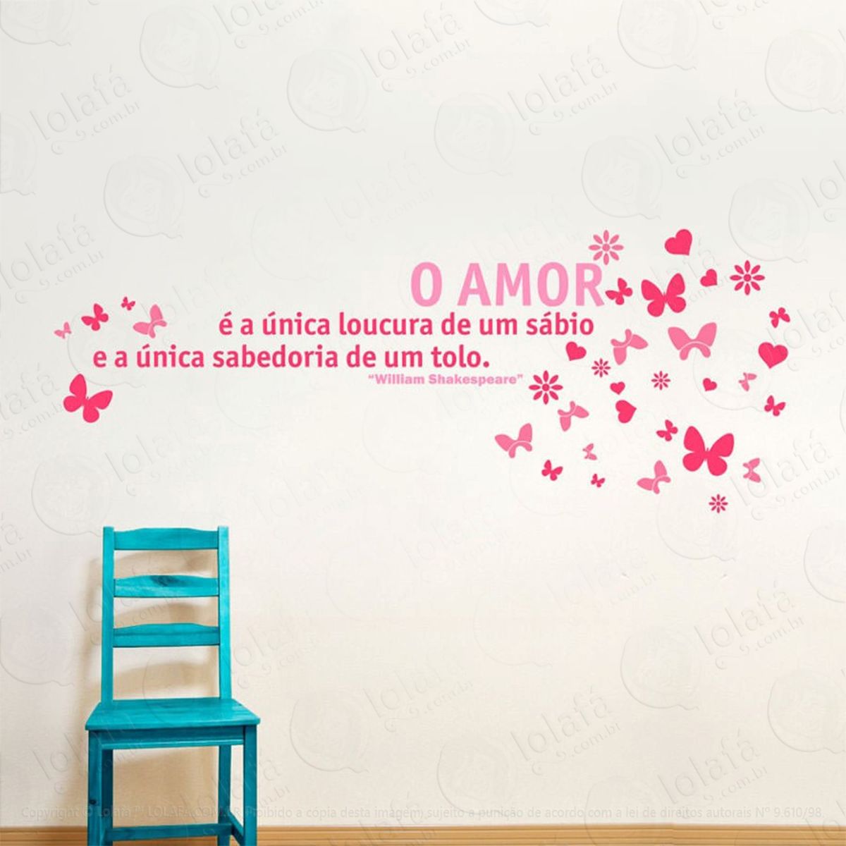 Amor Adesivo de Parede Frase Personalizada para Sala, Quarto, Porta e Vidro Mod:126